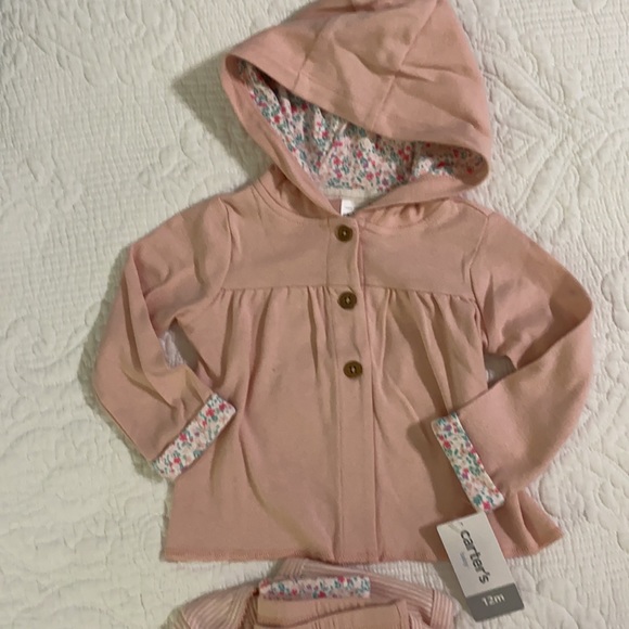 Carter’s baby girl hoodie set pink and floral 12m - Picture 4 of 9